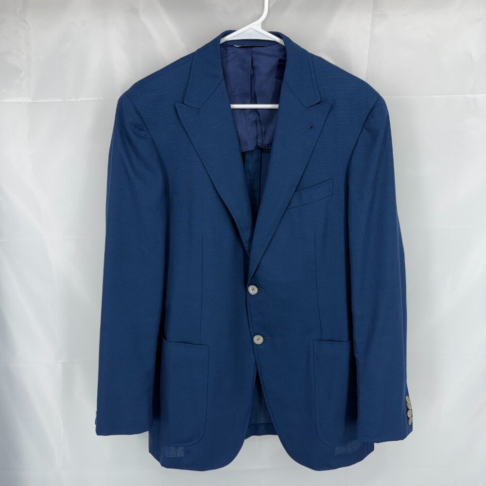 Canali Men 34R Kei Blazer Travel Sport Coat Blue Career Work Water Resistant